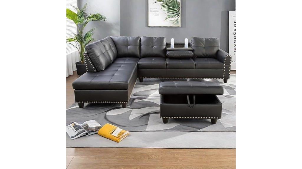 reversible cup holder sectional