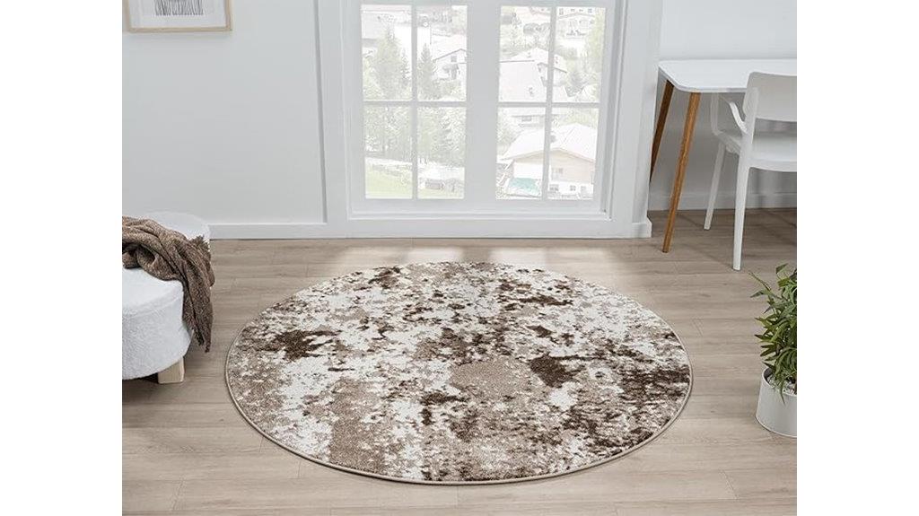 round abstract non shedding rug