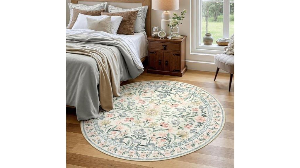 round floral washable rug