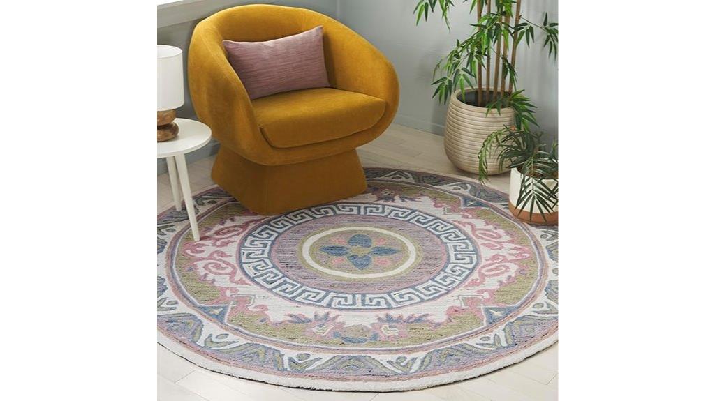 round ivory beige rug