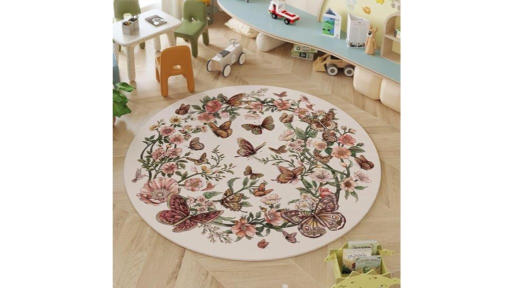 round non slip floral rug
