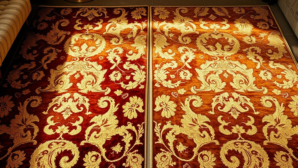 shiny metallic silk carpets