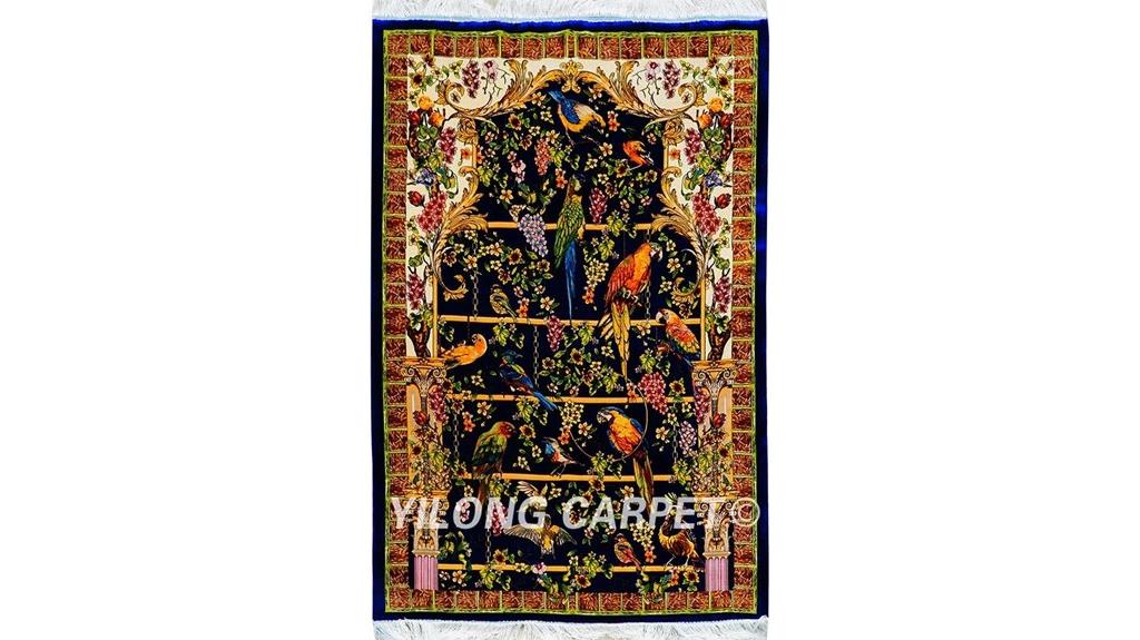 silk bird tapestry rug