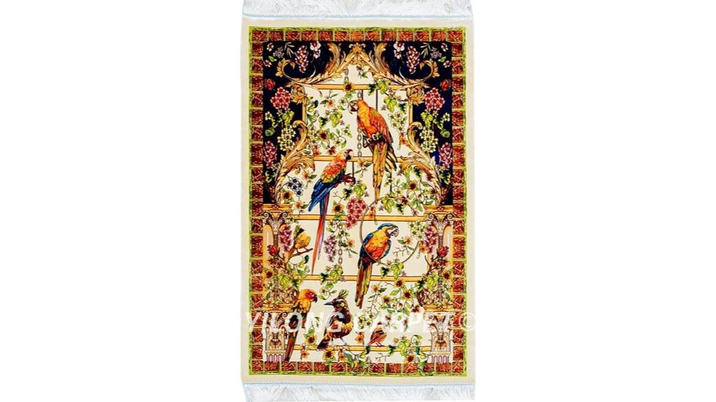 silk bird tapestry rug