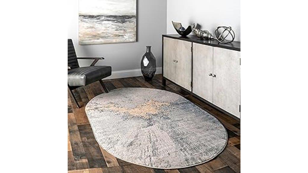 silver oval area rug