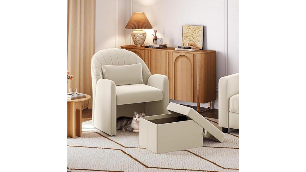 small barrel chair with footrest