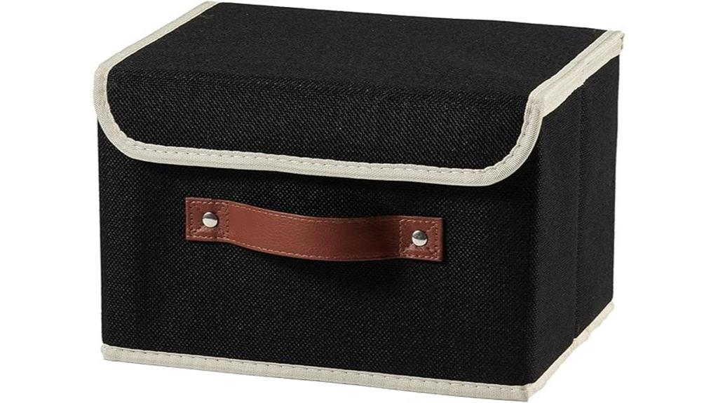small black linen storage