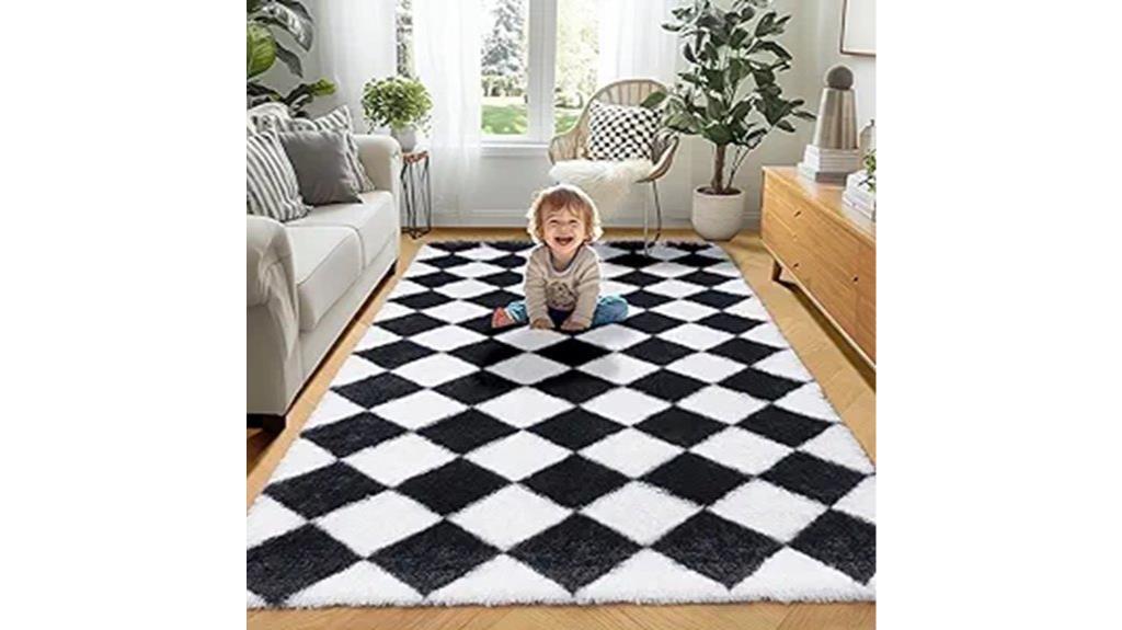 soft black and white rug