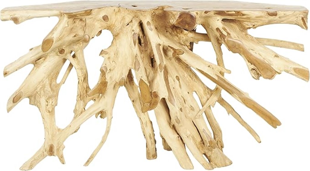 teak live edge console