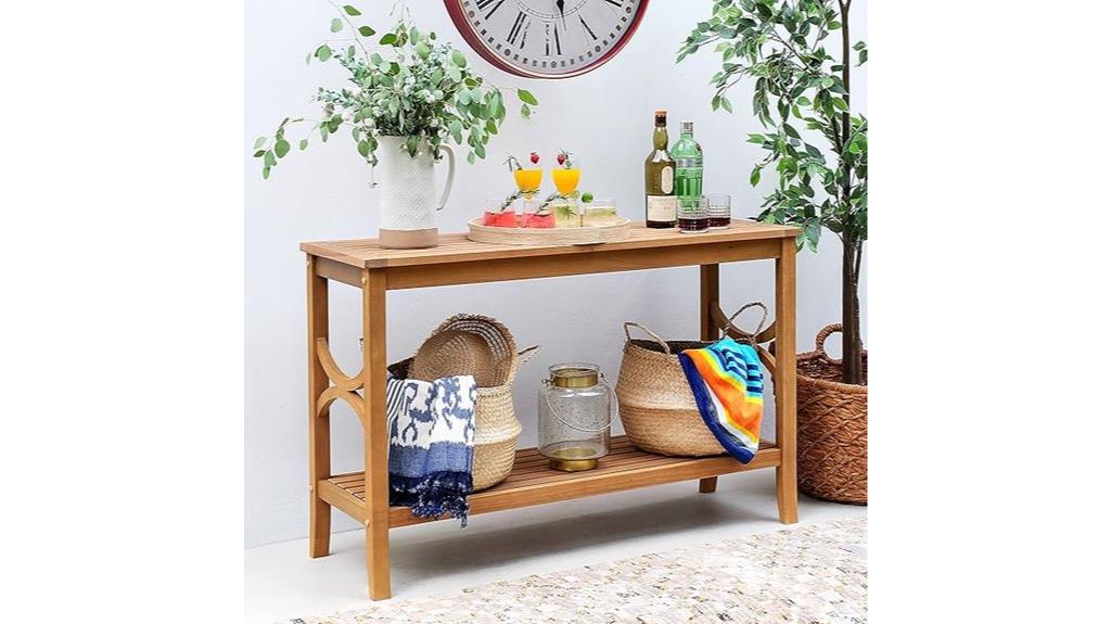 teak outdoor console table