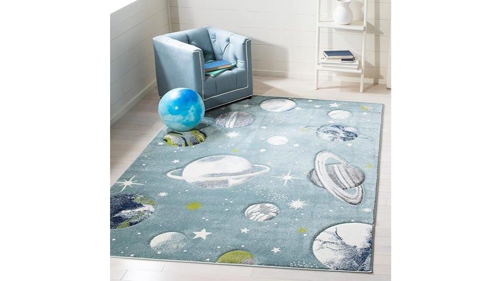 teal ivory kids rug