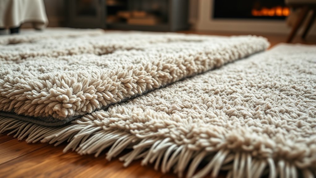 thick dense rugs absorb sounds