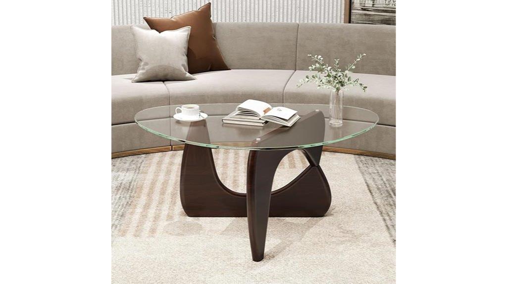triangle glass coffee table