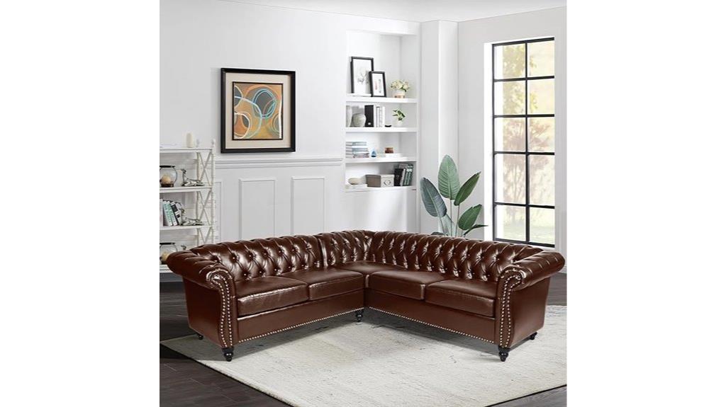 tufted leather corner sofa