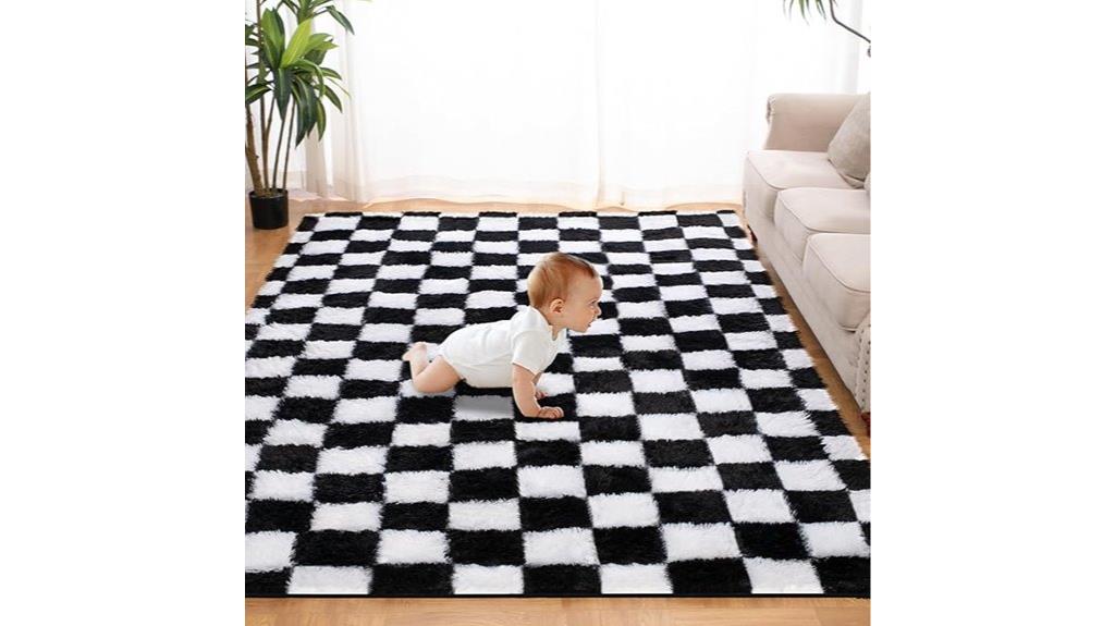ultra soft checkered rug