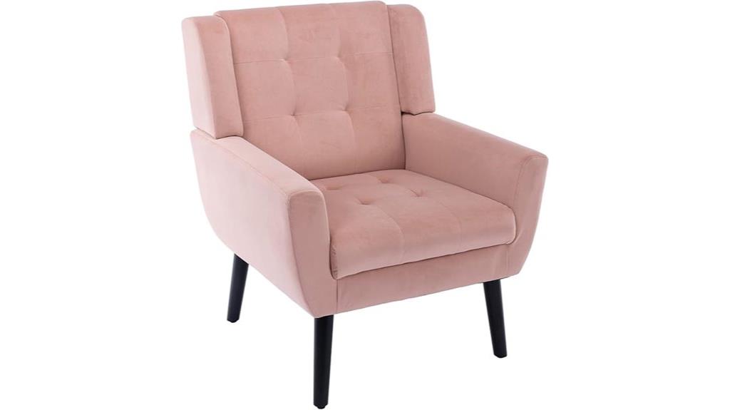 velvet armchair with midcentury style