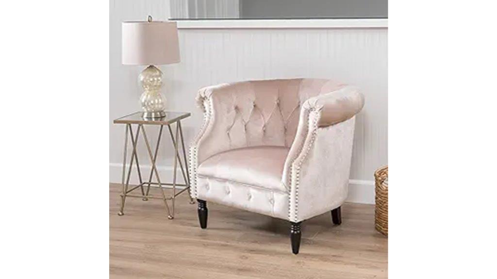 velvet champagne armchair dimensions