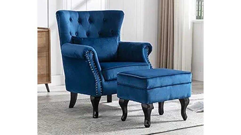 velvet club chair ottoman