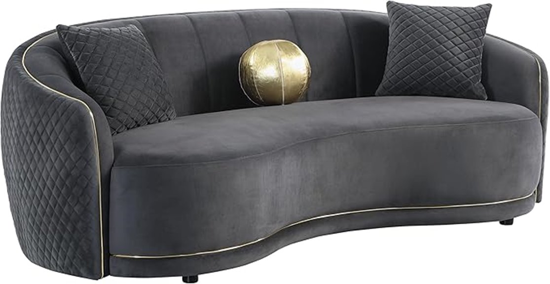 velvet curved sofa design