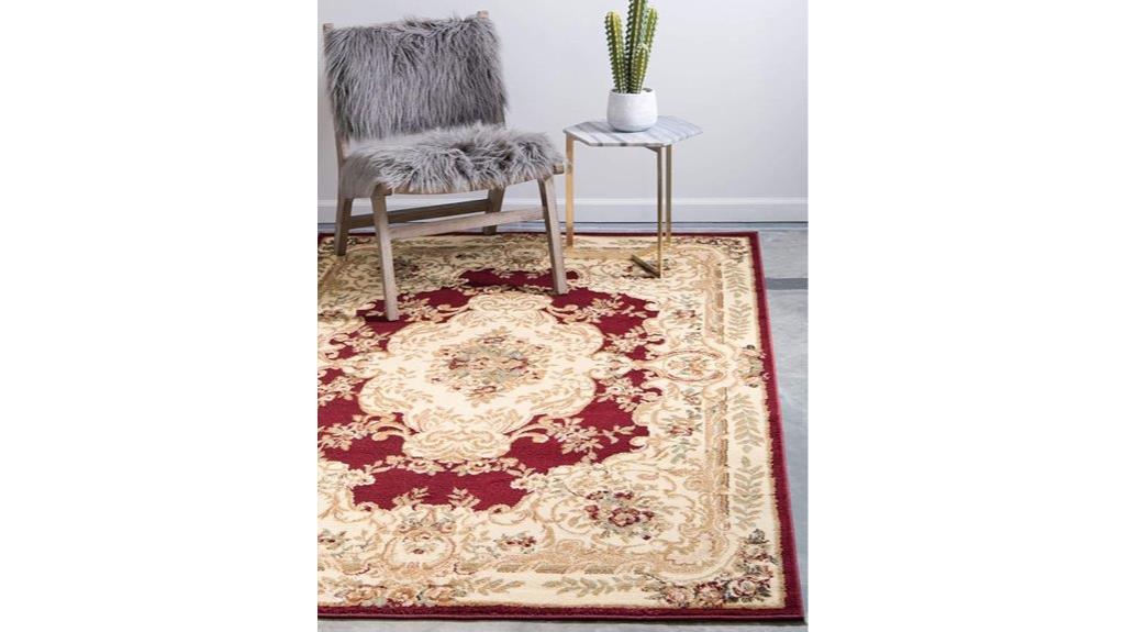 versailles red cream rug