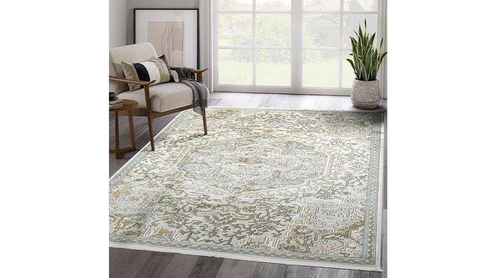 vintage beige green rug