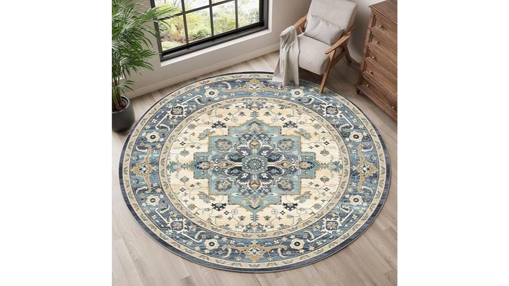 vintage round washable rug