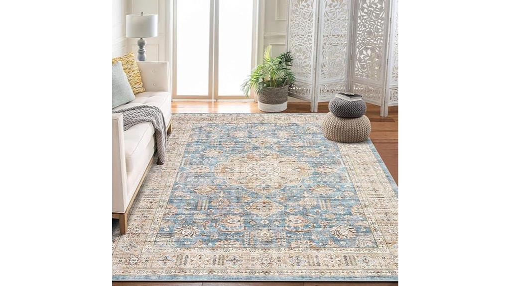 washable boho floral rug