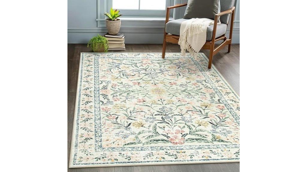 washable floral bedroom rug
