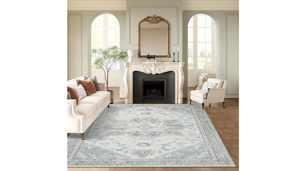 washable floral non slip rug