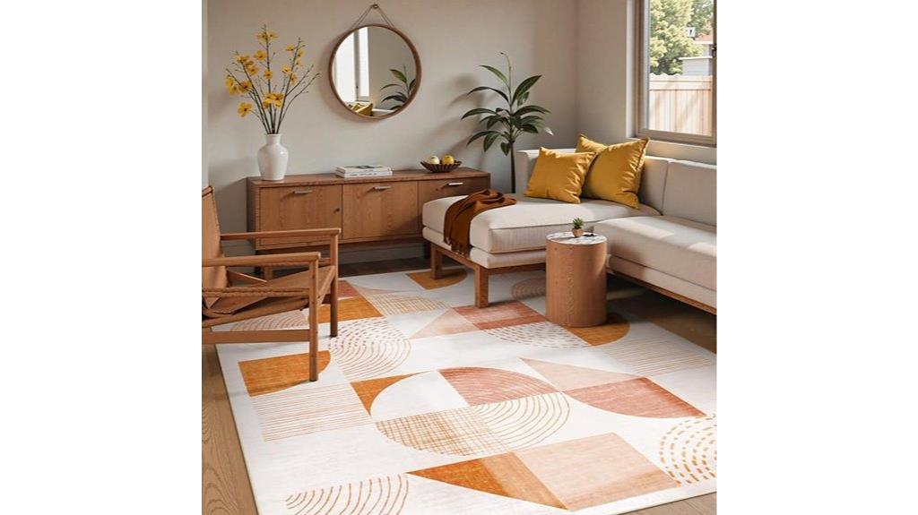 washable geometric bedroom rug