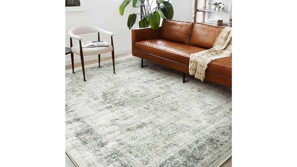 washable vintage green rug