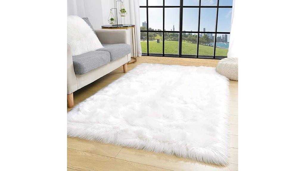 white faux fur rug
