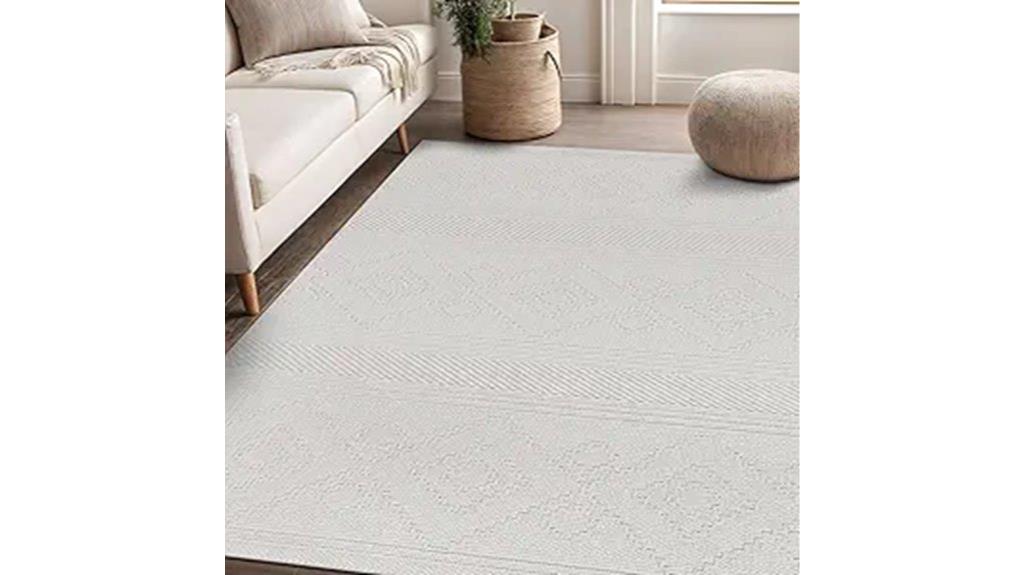 white geometric indoor rug