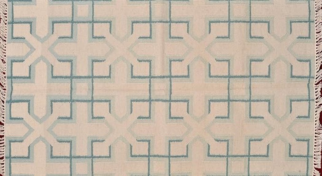 white green woven wool rug