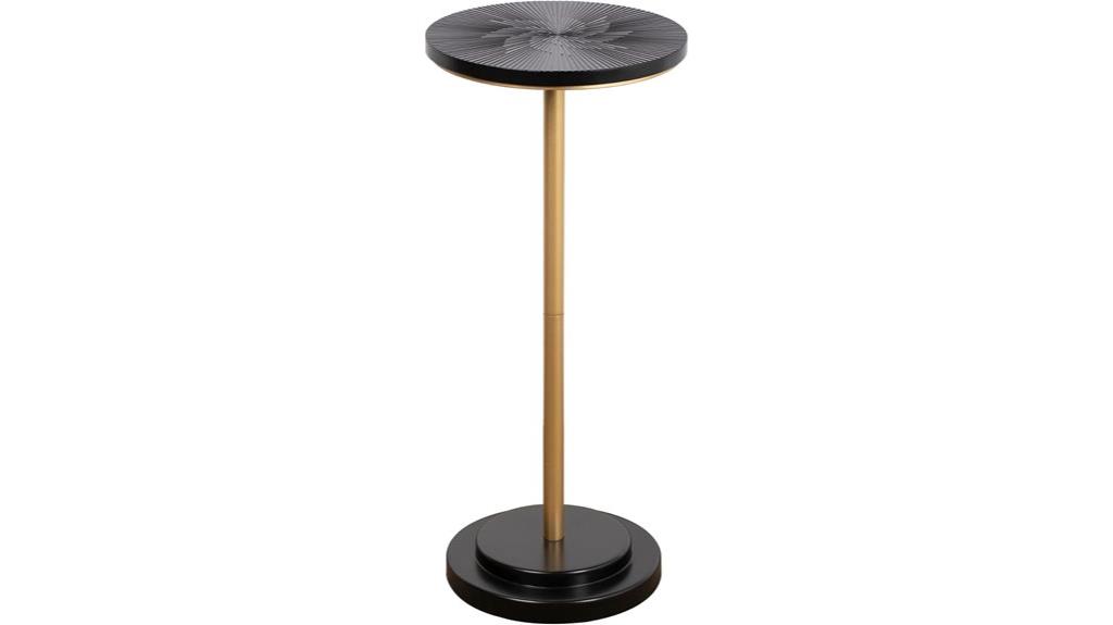 wooden topped pedestal drink table