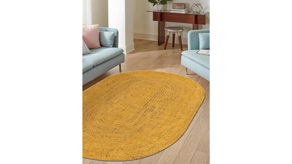 yellow braided jute rug