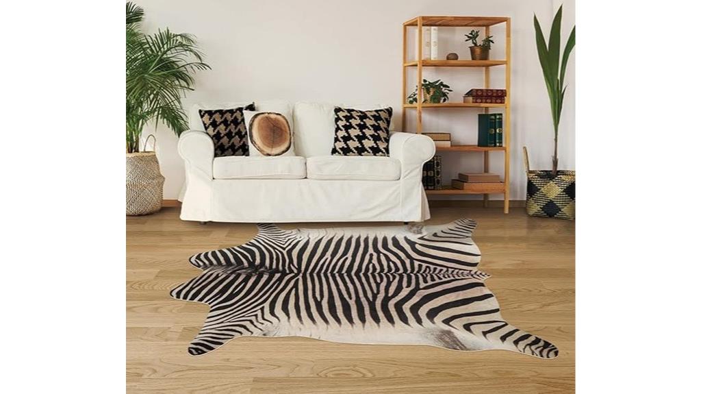 zebra pattern faux rug