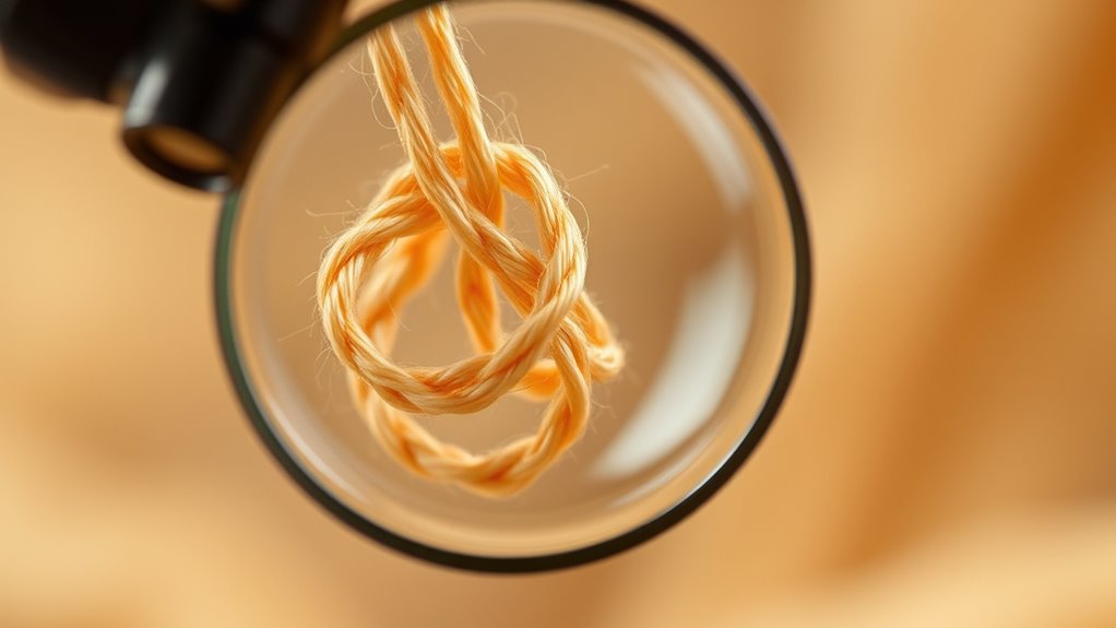 examine tiny knots closely