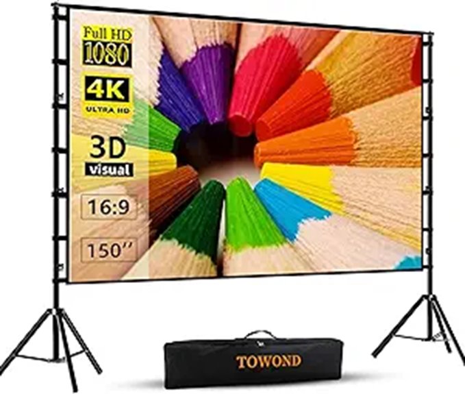 TOWOND 150 Inch Portable Projector Screen with Stand