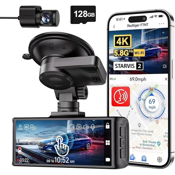 REDTIGER 4K Dash Cam Front and Rear (F7N Touch)
