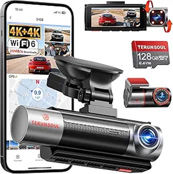 4K Triple Channel Dash Cam with 128GB Card