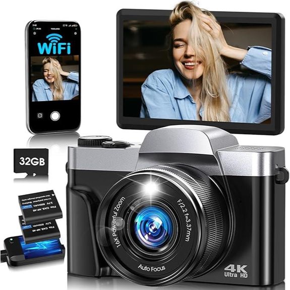 4K Digital Camera with WiFi and 64MP Autofocus