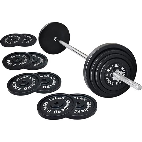 Fitvids 95lb Cast Iron Weight Set with Bar and Locks