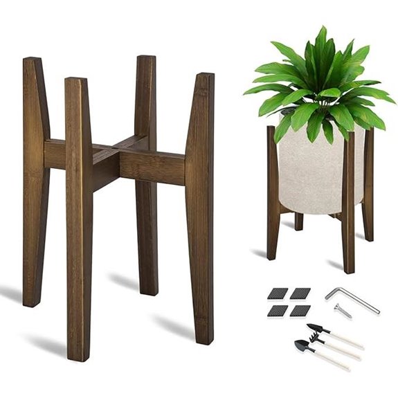 OERGKE Adjustable Bamboo Plant Stand for Indoor Pots