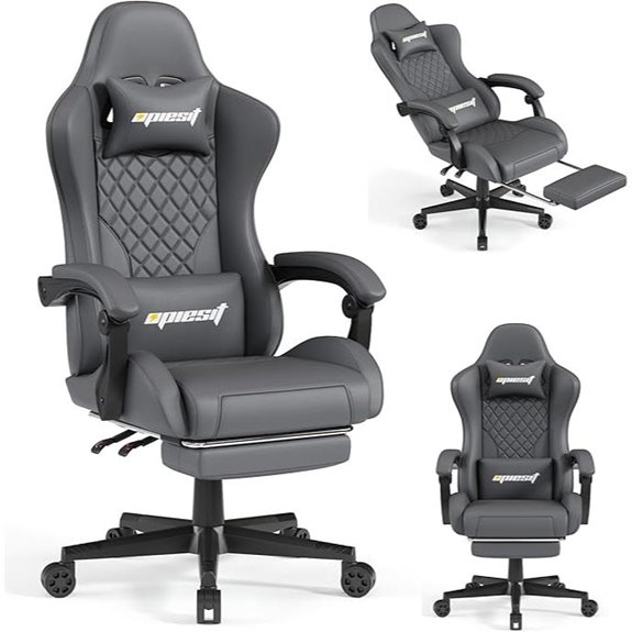 Gaming Chair with Footrest and Adjustable Lumbar Support