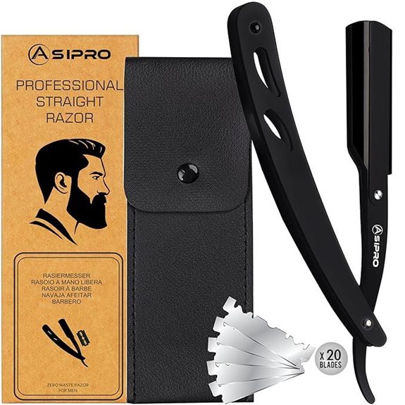 Men's Straight Razor with 20 Blades and Case