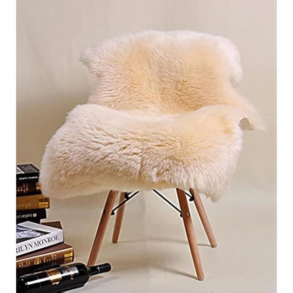HUAHOO Genuine Sheepskin Rug Beige 2x3 ft