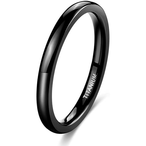 TIGRADE Black Titanium Wedding Band (2-8mm Sizes 3-14.5)