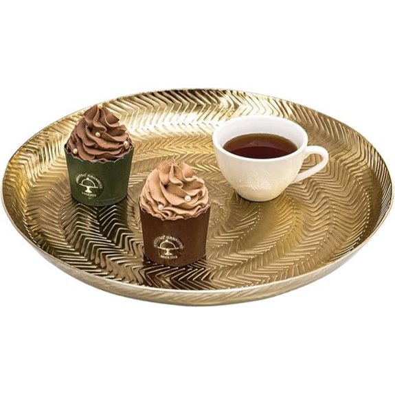 MyGift 13-Inch Brass Serving Tray Centerpiece