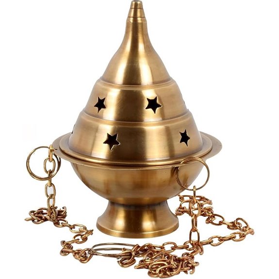 Brass Hanging Incense Burner with Chain 4.5 H